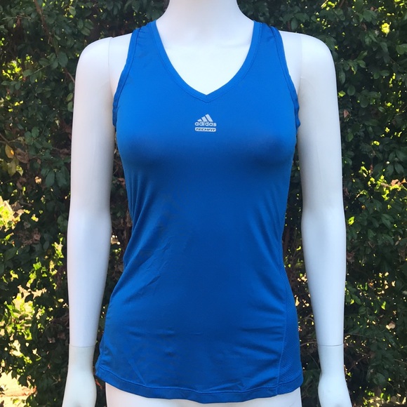 Adidas tech fit clima cool blue racerback tank top - Picture 1 of 13